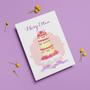 Tiered Birthday Cake Personalized Birthday Card Karte