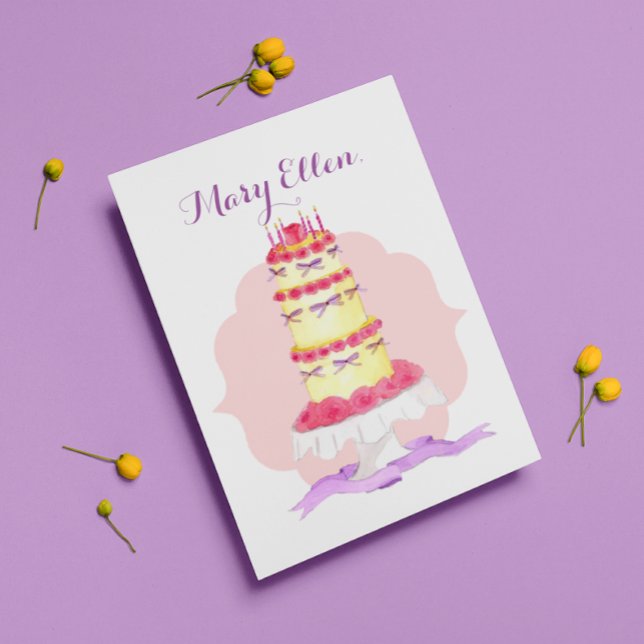 Tiered Birthday Cake Personalized Birthday Card Karte (Von Creator hochgeladen)
