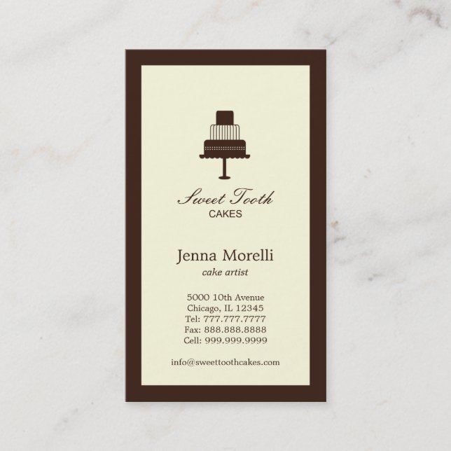 Tiered Cake Business Card - Schokolade Visitenkarte (Vorderseite)