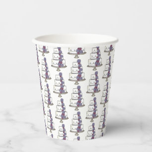 Tiered Lila Floral Wedding Cake Brautparty Pappbecher
