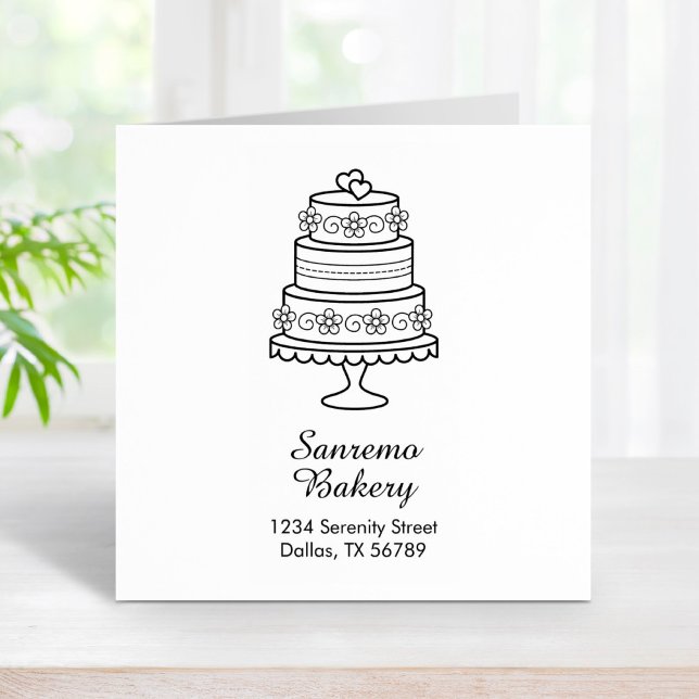 Tiered Wedding Cake Bakery Address Gummistempel (Von Creator hochgeladen)