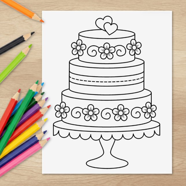 Tiered Wedding Cake Coloring Page Gummistempel (Von Creator hochgeladen)