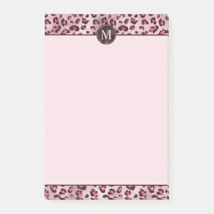Tiereindruck Rosa Leopard mit falschem Folienmonog Post-it Klebezettel