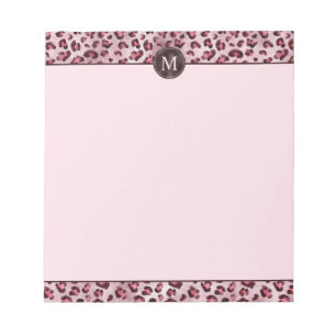 Tiereindruck Rosa Leopard Mit Falscher Folienmonog Notizblock