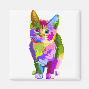 Tierfarbige Dekoration Katzendesign Geometrie Magnet