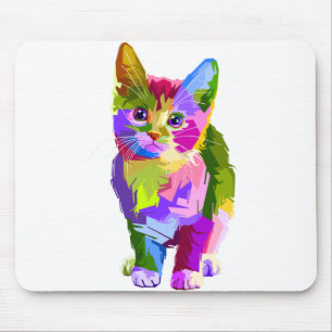 Tierfarbige Dekoration Katzendesign Geometrie Mousepad