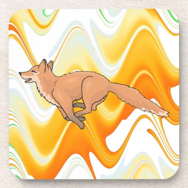 Tierfox-Waldbüro-Party-Duschen-Digital-Kunst Getränkeuntersetzer (Vorderseite)
