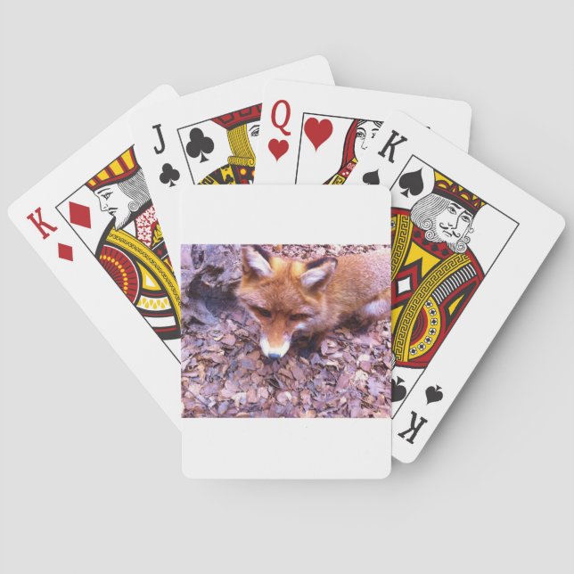Tierfox-Waldbüro-Party-Duschen-Digital-Kunst Spielkarten (Rückseite)