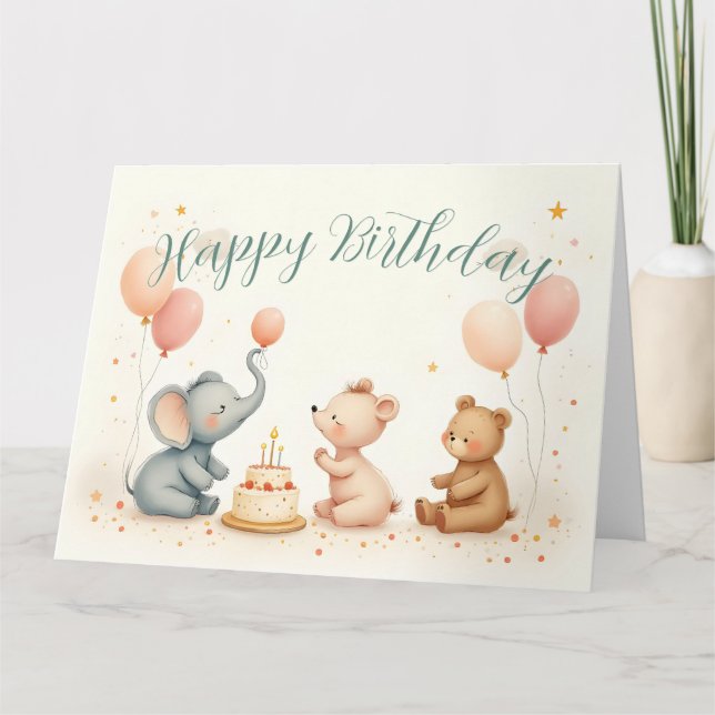 Tierfreude mit Balloons Karte (Vorderseite)