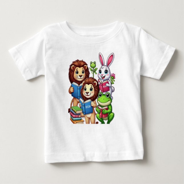 Tierfreunde und -bücher für kleine Lernende Baby T-shirt (Vorderseite)