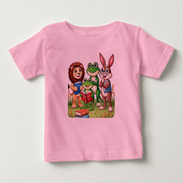 Tierfreunde und -bücher für kleine Lernende Baby T-shirt (Vorderseite)