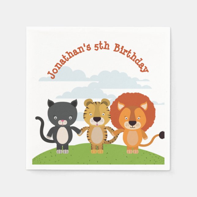 Tierfreunde zum Geburtstag Serviette (Vorderseite)