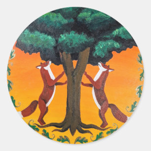 Tierführer Hex-Zeichen:Fuchs Runder Aufkleber