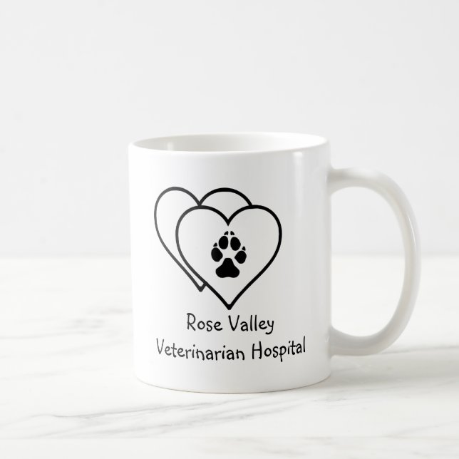 Tierfußabdruck für zwei Herz-Liebe Kaffeetasse (Rechts)
