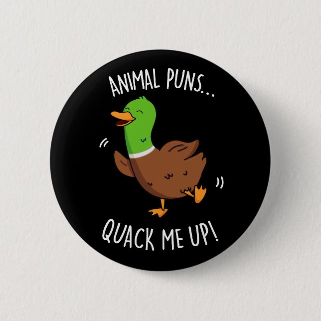 Tiergebläse quack Me up Funny Duck Puck Dark BG Button (Vorderseite)