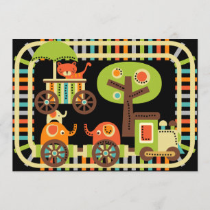 Tiergeburtstags-Zug-Geburtstags-Einladungen Einladung