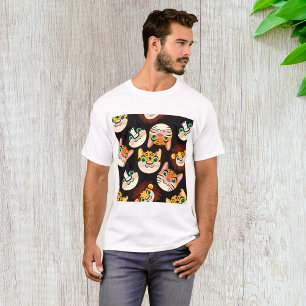 Tiergesichter Muster Katzen Löwen Hunde T-Shirt