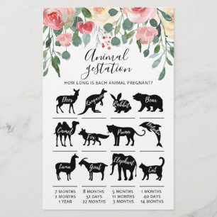 Tiergestation mit Answers Baby Shower Game