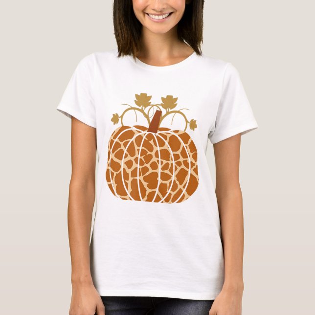 Tiergiraffe Druckkürbis zwischen Herbst T-Shirt (Vorderseite)