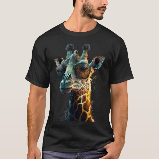 Tiergiraffe mit stilvoller Sonnenbrille T-Shirt (Vorderseite)