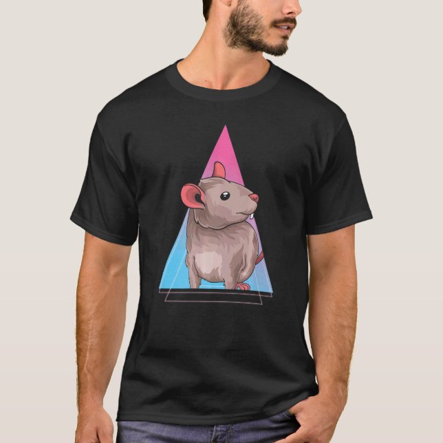 Tierhalter Ratte 80er Vaporwave Rat T-Shirt (Vorderseite)