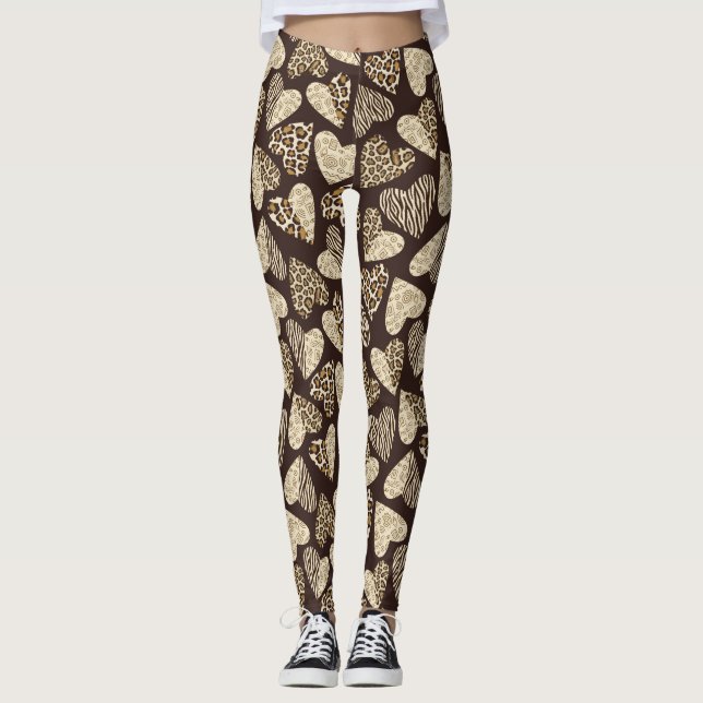 Tierhaut mit Herzen Leggings (Vorderseite)