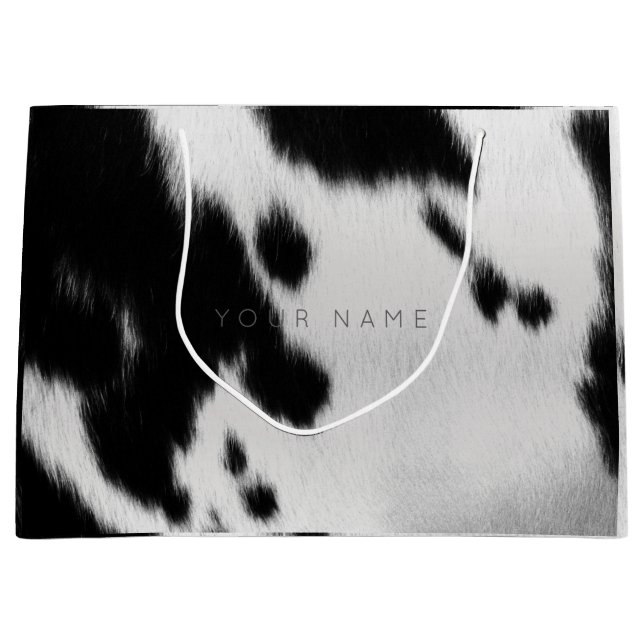 Tierhaut Schwarz-weiß Abstrakte Kuh Grauschleim Große Geschenktüte (Vorderseite)