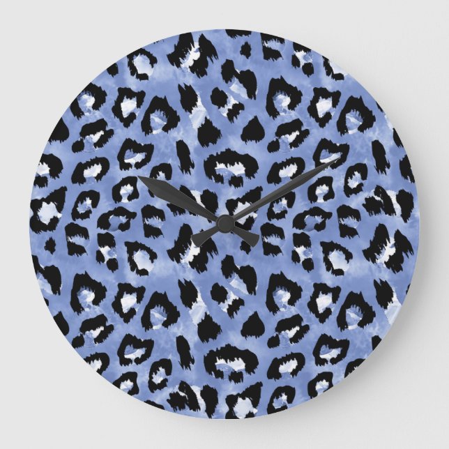 Tierhaut: Wasserfarben-Leopard Große Wanduhr (Vorderseite)