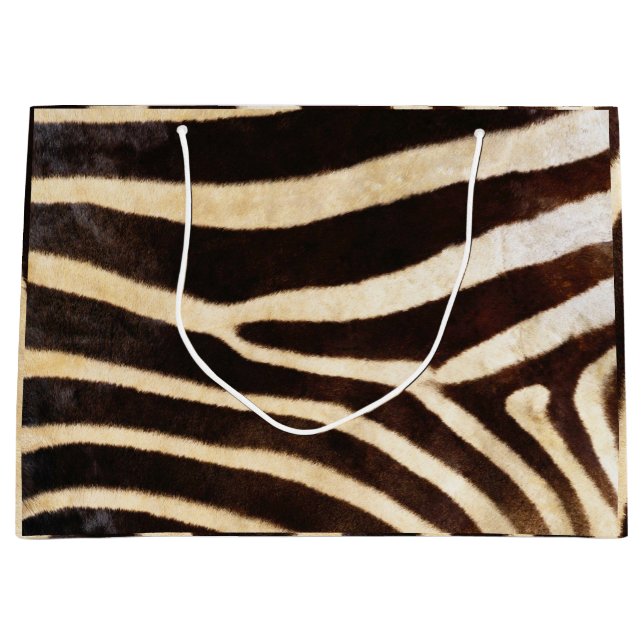 Tierhaut Zebra Safari Brown Whit Black Große Geschenktüte (Vorderseite)