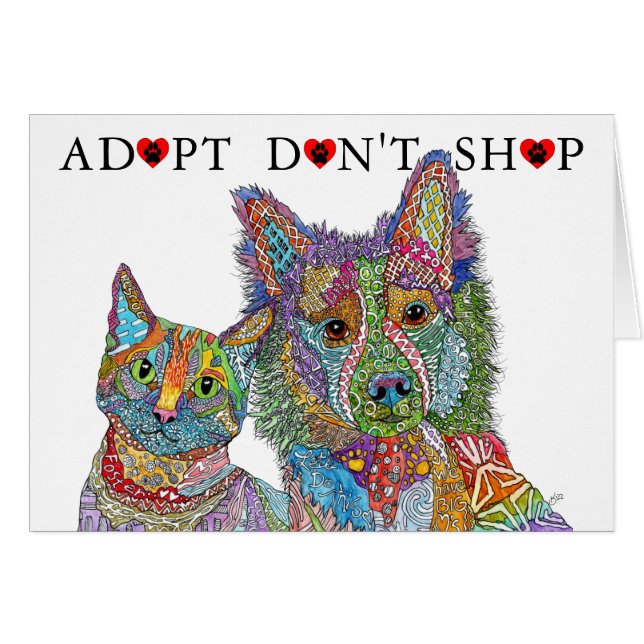 Tierheim Adoptier Grußkarte nicht kaufen (Vorderseite (Horizontal))