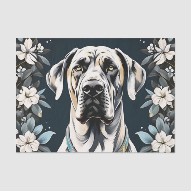 Tierhund Große Dane Floral Seidenpapier (Vorderseite)