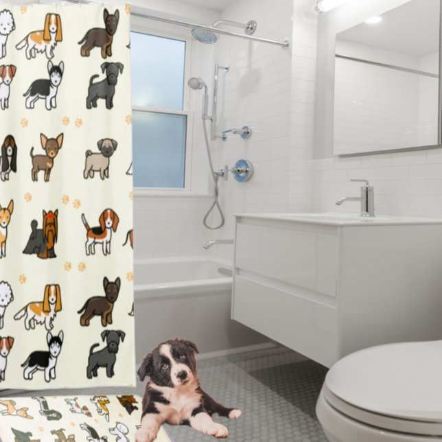 Tierhund Lover Puppy Fun Duschvorhang (Matching shower mat available in store.)