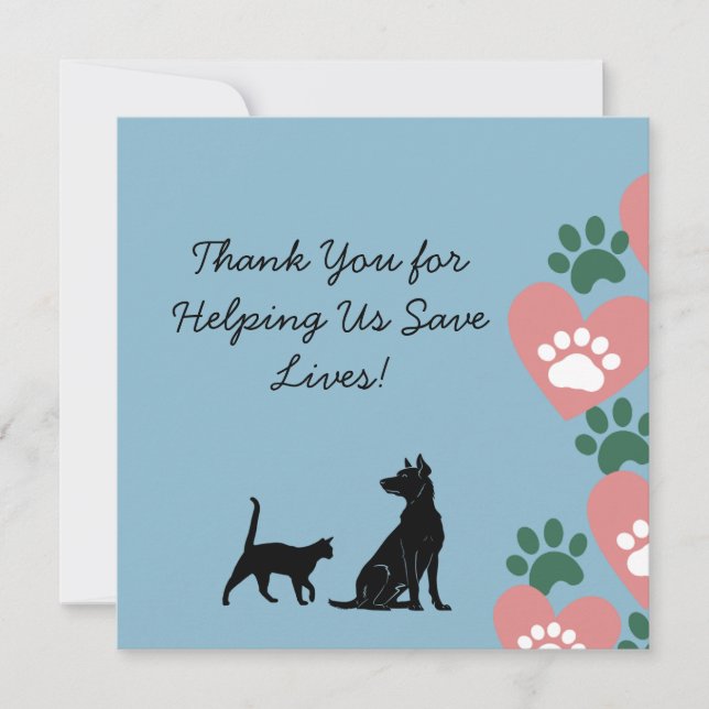 Tierhund und Katzenrettung Dankeskarte (Vorderseite)