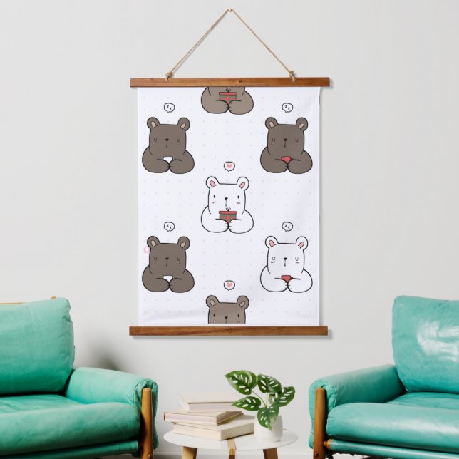 Tierillustration Wandteppich Mit Holzrahmen (Wohnzimmer)