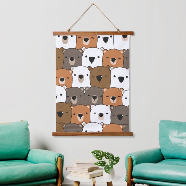 Tierillustration Wandteppich Mit Holzrahmen (Wohnzimmer)