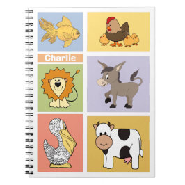 Tierische Abbildungen individuelle Name Kinderheft Notizblock