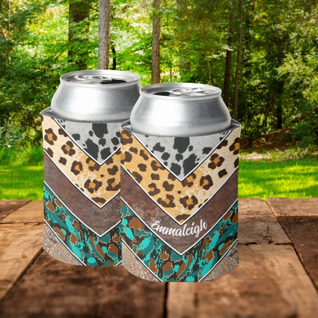 Tierische Druckversion Mix Mit Monogramm Dosenkühler (Von Creator hochgeladen)