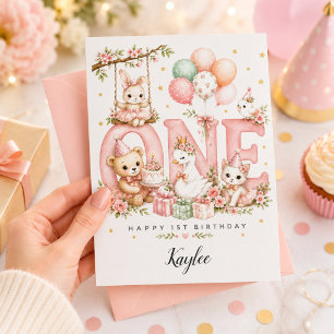 Tierische Geburtstagskarte zum 1. Geburtstag des e Dankeskarte