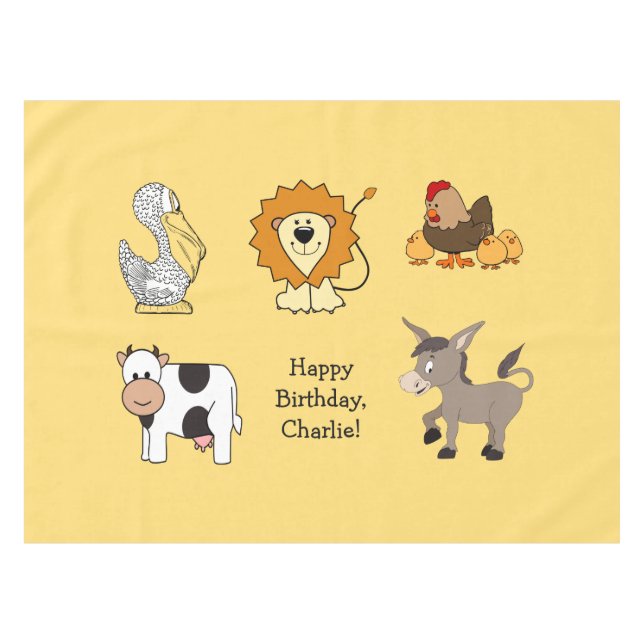 Tierische Illustrationen, Kindertabletuch Tischdecke (Vorderseite (Horizontal))