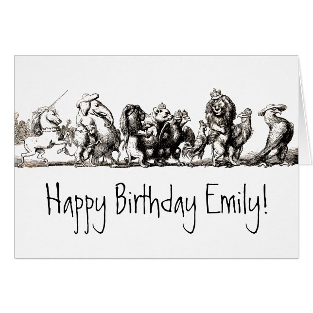 Tierische Niedliche Kunst Einhorn Elefant Löwe Zoo (Vorderseite (Horizontal))