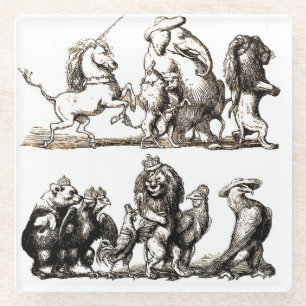 Tierische Niedliche Kunst Einhorn Elefant Löwe Zoo Glasuntersetzer