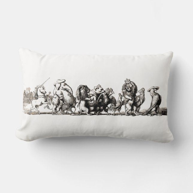 Tierische Niedliche Kunst Einhorn Elefant Löwe Zoo Lendenkissen (Vorderseite)