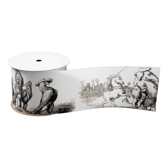 Tierische Niedliche Kunst Einhorn Elefant Löwe Zoo Satinband (Spule)