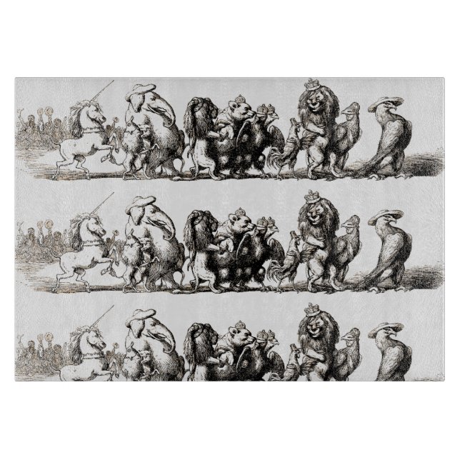 Tierische Niedliche Kunst Einhorn Elefant Löwe Zoo Schneidebrett (Vorderseite)