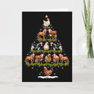 Tierische Weihnachtsbaumlichter Huhn Kuh Ziege Bau Karte
