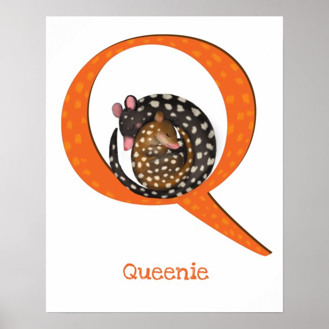 Tierisches ABC Q ist ein Quoll-Druck Poster (Vorne)