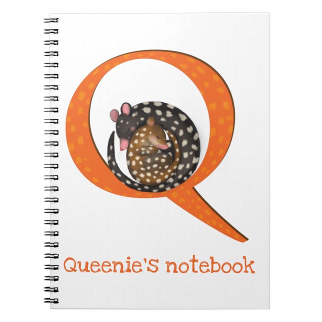 Tierisches ABC Q ist ein Quoll-Notebook Notizblock (Vorderseite)