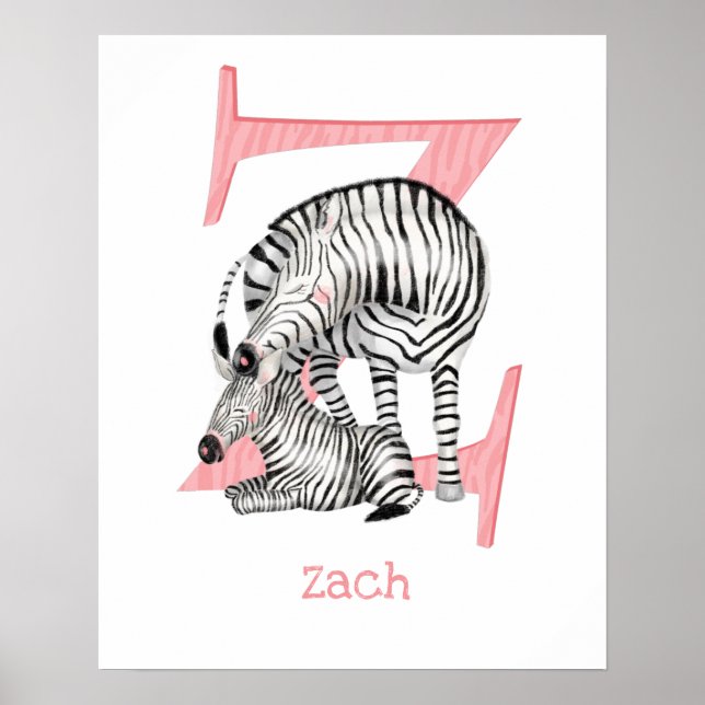 Tierisches ABC Z ist für Zebradruck geeignet Poster (Vorne)
