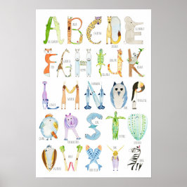 Tierisches Alphabet-Poster - 13 x 39 Zoll Poster