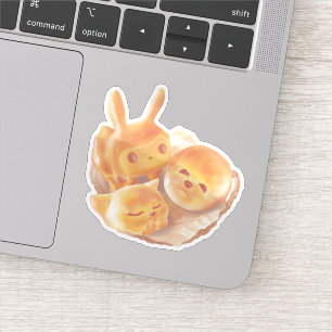 Tierisches Brotkörbchen: Lachender Bichon, Häschen Aufkleber